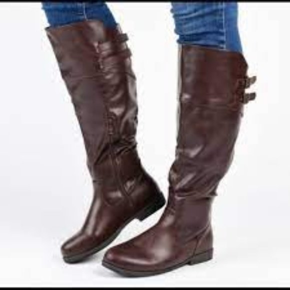 NWOB Journee TORI Extra Wide Calf Brown Vegan Leather Knee Boots 7.5 M - Picture 2 of 8